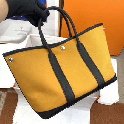 HM Garden Party 36 Canvas Tote Bag Yellow/Black For Women, Women’s Handbags, Shoulder Bags 14.2in/36cm