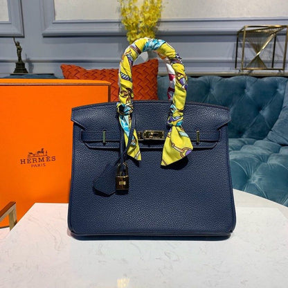 HM Birkin Dark Blue Semi Handstitched With Gold Toned Hardware For Women 30cm/11.8in