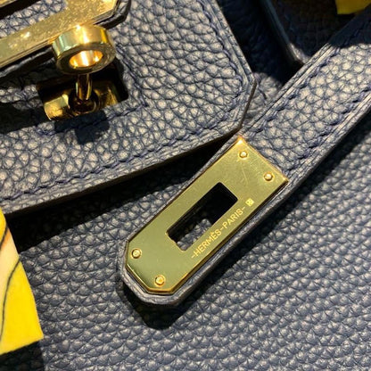 HM Birkin Dark Blue Semi Handstitched With Gold Toned Hardware For Women 30cm/11.8in