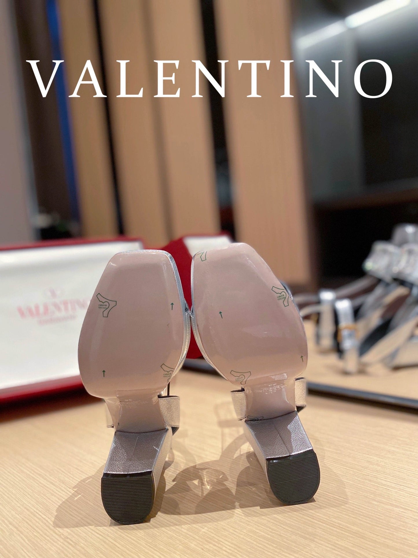 Valentino Garavani Strap Heeled Sandals With V Logo Crystal Embellishment Silver For Women