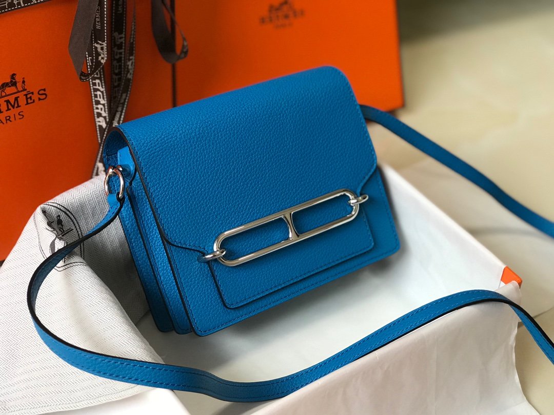 HM Mini Evercolor Sac Roulis 19 Blue For Women, Handbags, Shoulder Bags 7.5in/19cm