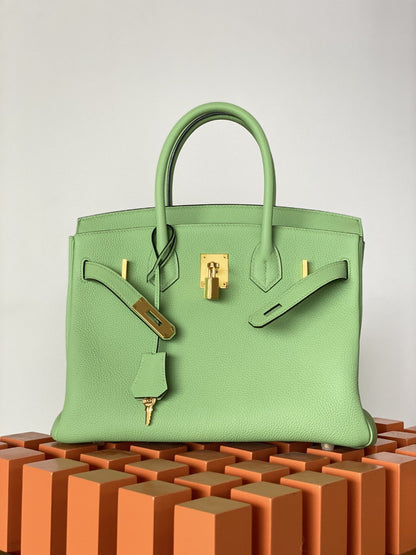 HM Birkin Nata Swift Green For Women Gold Toned Hardware 10in/25cm