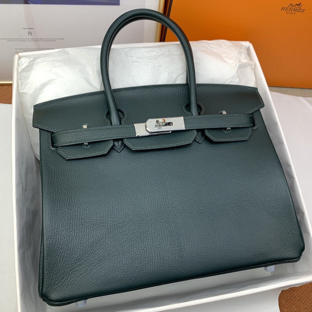 HM Birkin Nata Swift Dark Blue For Women Silver Toned Hardware 11.8in/30cm