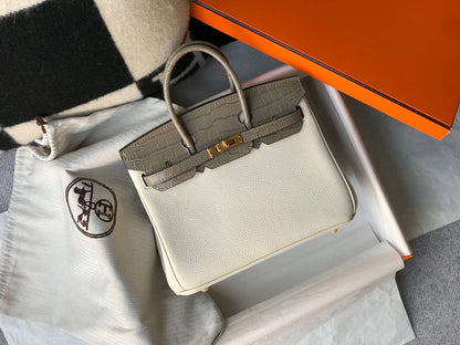 HM Birkin White For Women Gold Toned Hardware 11.8in/30cm