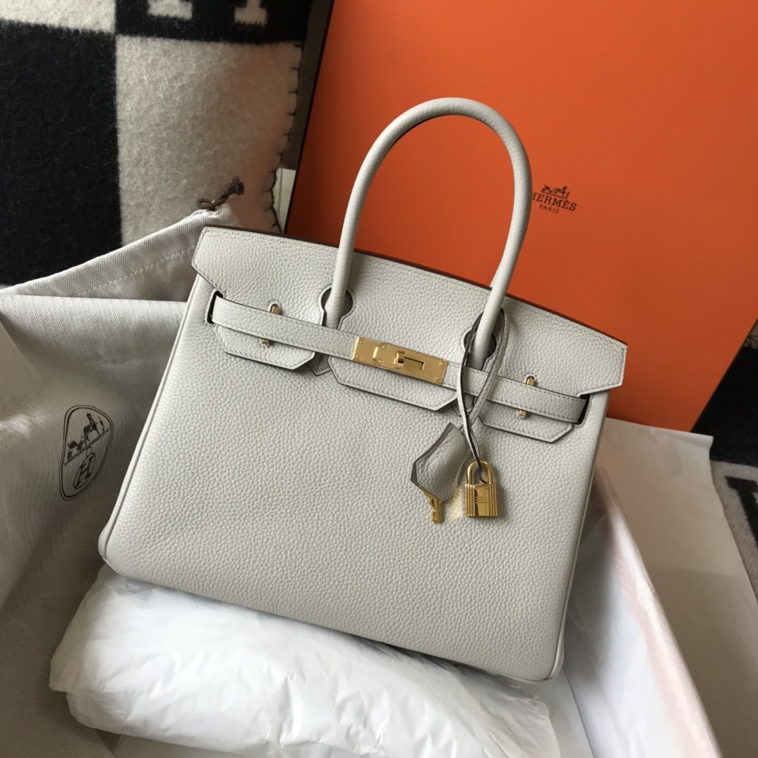 HM Birkin White For Women Gold-Toned Hardware 11in/30cm