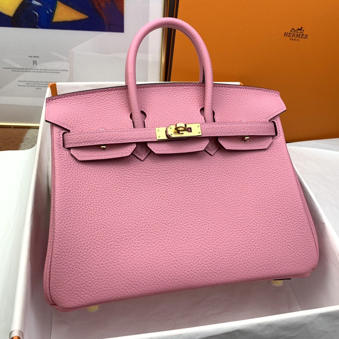 HM Birkin Nata Swift Pink For Women Gold Toned Hardware 10in/25cm