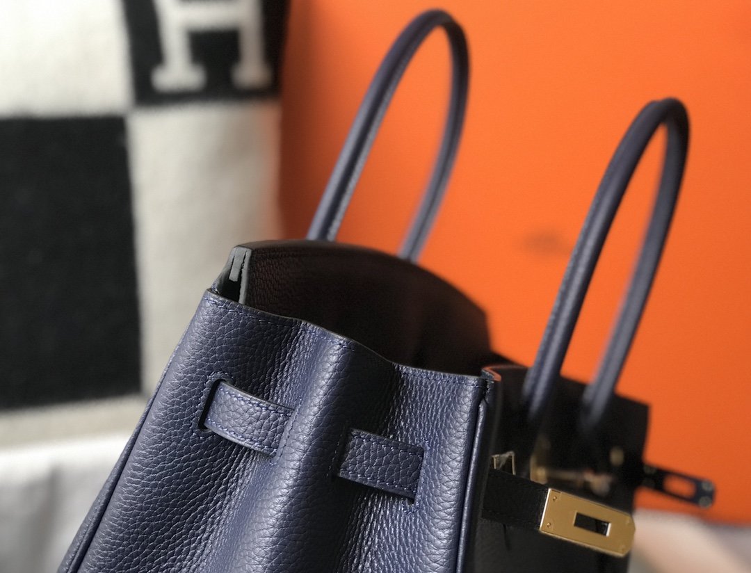 HM Birkin Dark Blue For Women Gold-Toned Hardware 11in/30cm