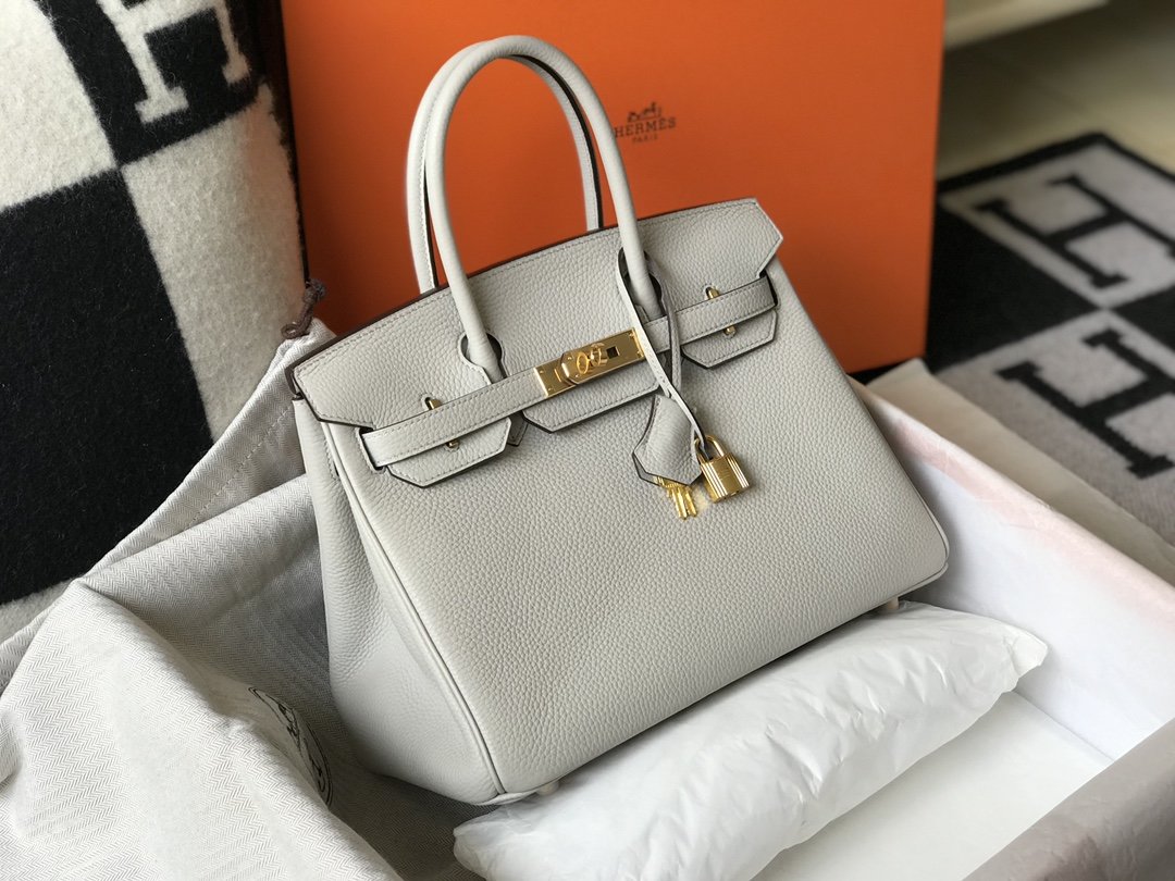 HM Birkin White For Women Gold-Toned Hardware 11in/30cm