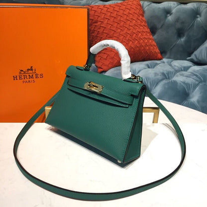 HM Mini Kelly 20 Sellier Epsom Green Bag For Women, Handbags, Shoulder Bags 7.5in/20cm