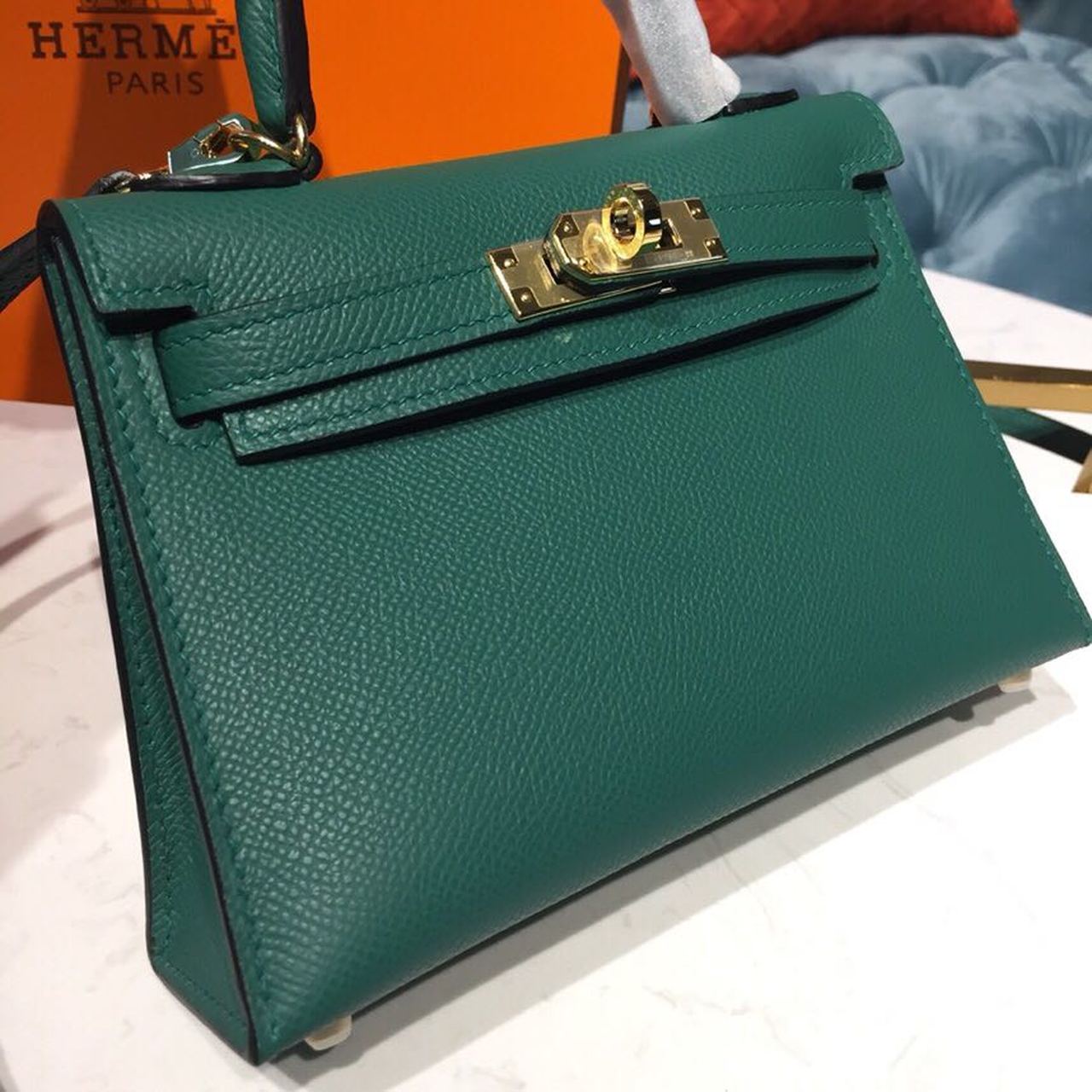 HM Mini Kelly 20 Sellier Epsom Green Bag For Women, Handbags, Shoulder Bags 7.5in/20cm