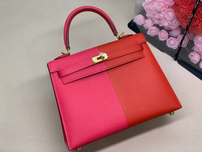 HM Kelly 28 Sellier Epsom Bag Red/Pink For Women, Women’s Handbags, Shoulder Bags 11in/28cm