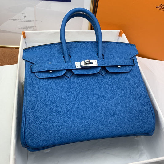 HM Birkin Nata Swift Blue For Women Silver Toned Hardware 10in/25cm