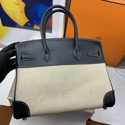 HM Birkin Nata Swift BiColor For Women Silver Toned Hardware 11.8in/30cm