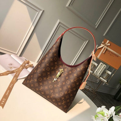 LV  Monogram Canvas Flower Hobo Bags Black M43630