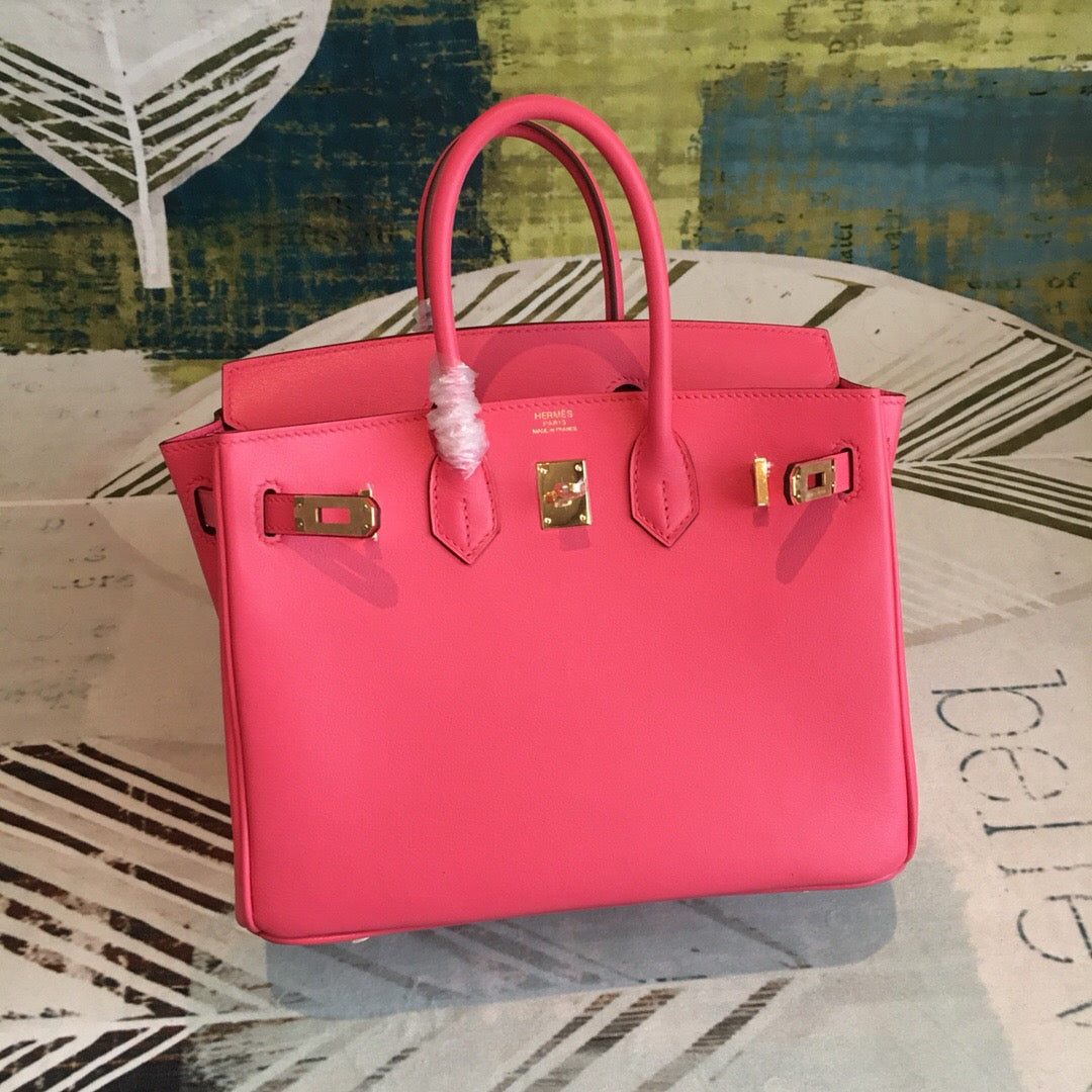 HM Birkin Dark Pink For Women Gold Toned Hardware 9.8in/25cm