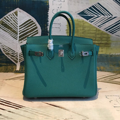 HM Birkin Dark Green For Women Silver Toned Hardware 9.8in/25cm