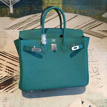 HM Birkin Dark Green For Women Silver Toned Hardware 9.8in/25cm