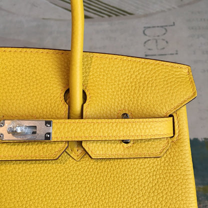 HM Birkin Yellow For Women Silver Toned Hardware 9.8in/25cm