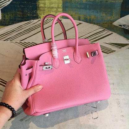 HM Birkin Pink For Women Silver-Toned Hardware 11in/30cm