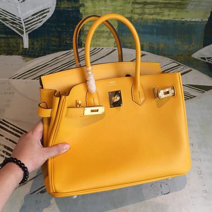 HM Birkin Yellow For Women Gold Toned Hardware 11in/30cm