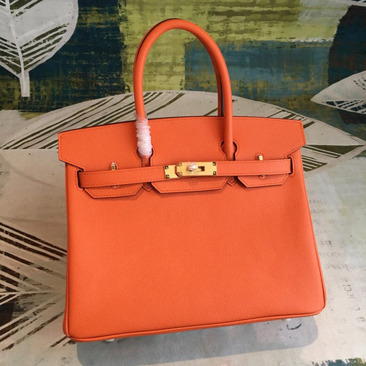 HM Birkin Orange For Women Gold Toned Hardware 11in/30cm