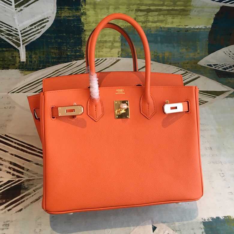 HM Birkin Orange For Women Gold Toned Hardware 11in/30cm