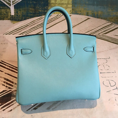 HM Birkin Light Blue For Women Silver Toned Hardware 9.8in/25cm