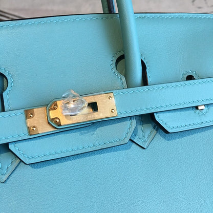 HM Birkin Light Blue For Women Gold Toned Hardware 9.8in/25cm