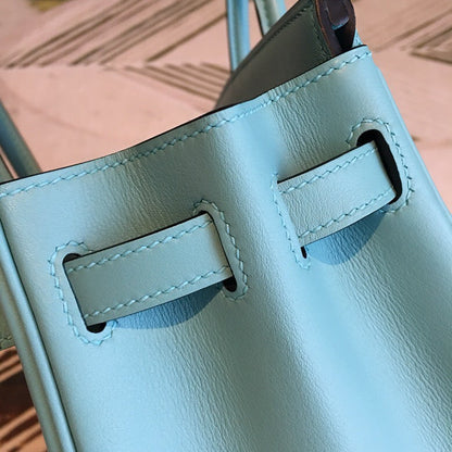 HM Birkin Light Blue For Women Gold Toned Hardware 9.8in/25cm