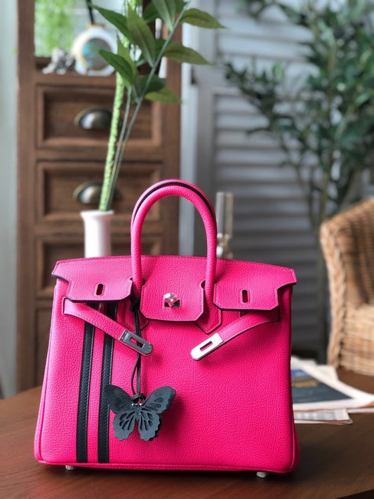 HM Birkin Dark Pink For Women Silver Toned Hardware 9.8in/25cm