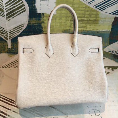 HM Birkin White For Women Silver Toned Hardware 13.8in/35cm