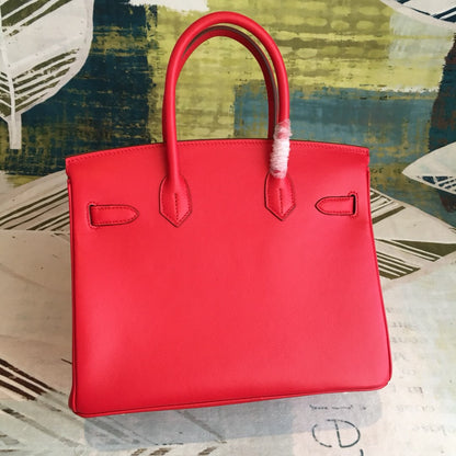 HM Birkin Red For Women Gold Toned Hardware 11.8in/30cm