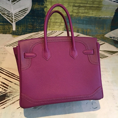 HM Birkin Violet For Women Silver Toned Hardware 11.8in/30cm