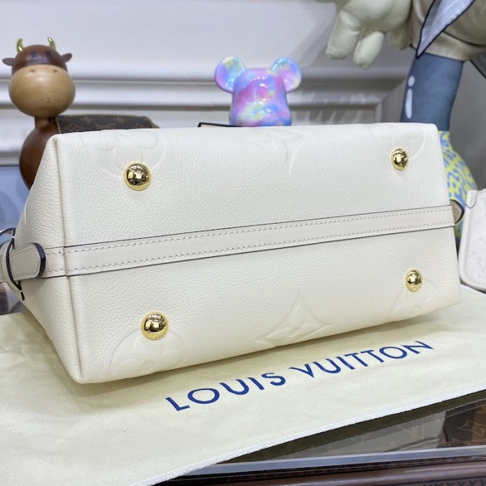 Louis Vuitton Monogram Empreinte CarryAll PM Bag Cream LV M46293