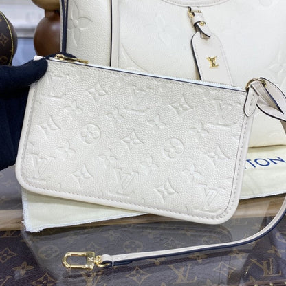 Louis Vuitton Monogram Empreinte CarryAll PM Bag Cream LV M46293