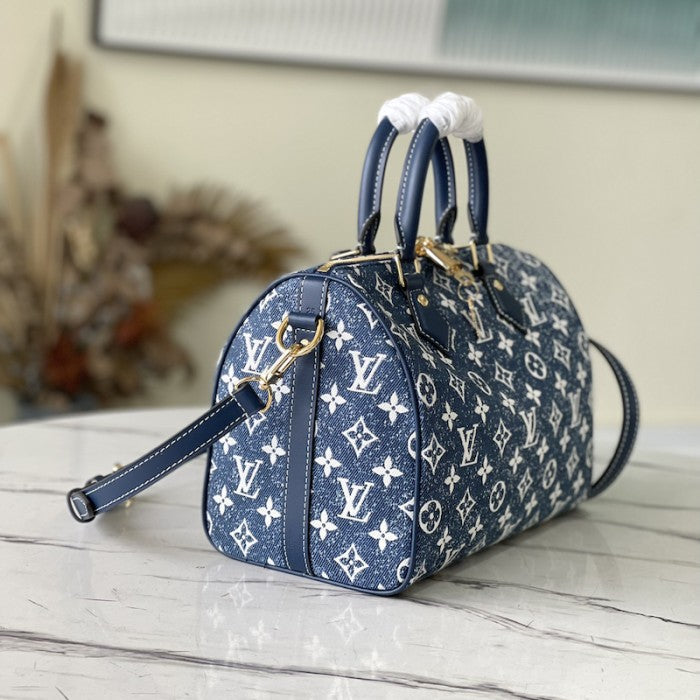 Louis Vuitton Monogram Denim Speedy Bandouliere 25 M59609