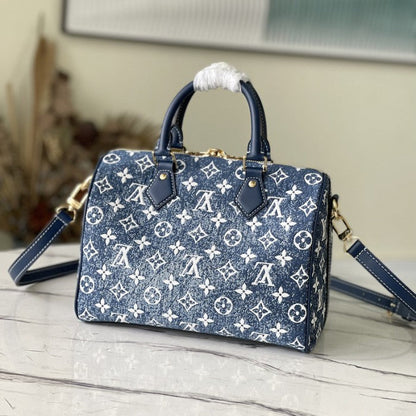 Louis Vuitton Monogram Denim Speedy Bandouliere 25 M59609