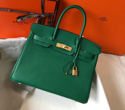 HM Birkin Green For Women Gold-Toned Hardware 11in/30cm