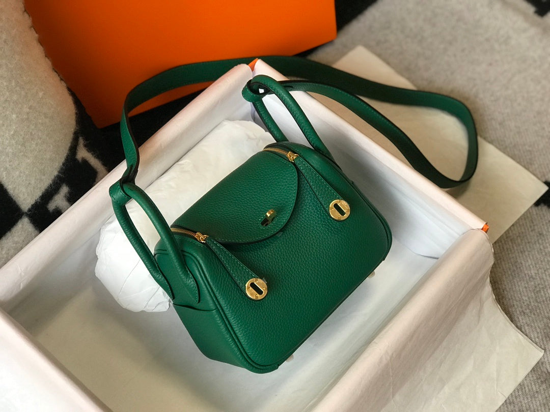 HM Lindy Mini Clemence Bag Green For Women, Women’s Handbags, Shoulder And Crossbody Bags 7.5in/19cm