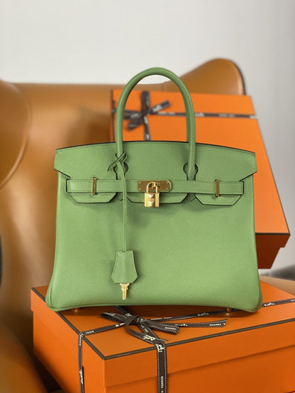 HM Birkin Nata Swift Green For Women Gold Toned Hardware 11.8in/30cm