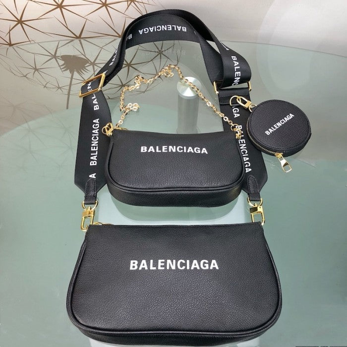 Balenciaga Multi Pochette Leather Bag Black