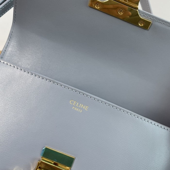 Celine Shoulder Bag Triomphe in shiny calfskin Blue