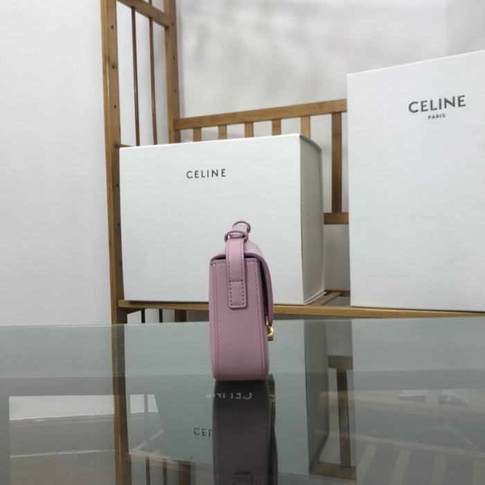 Celine Shoulder Bag Triomphe in shiny calfskin Pink