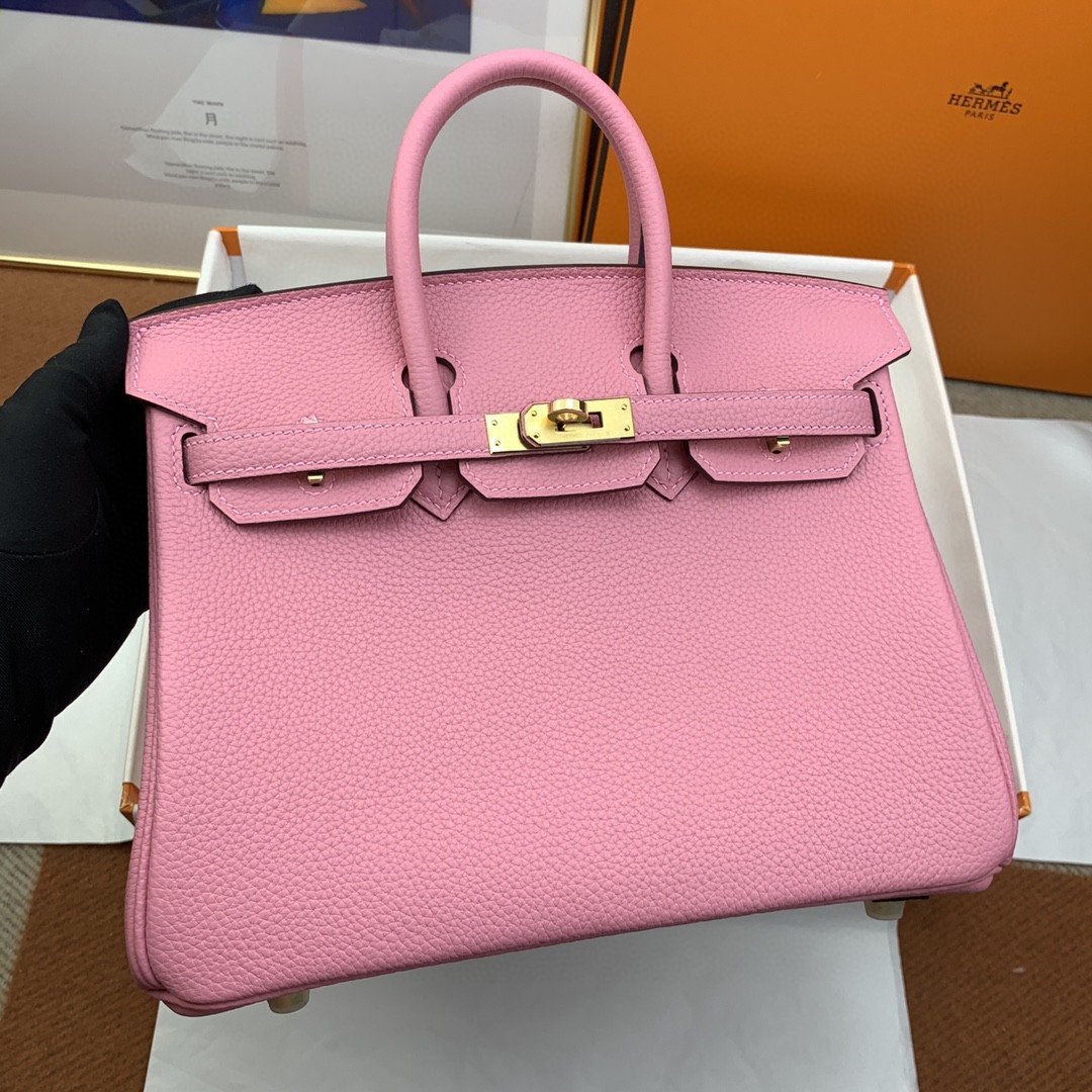 HM Birkin Nata Swift Pink For Women Gold Toned Hardware 10in/25cm