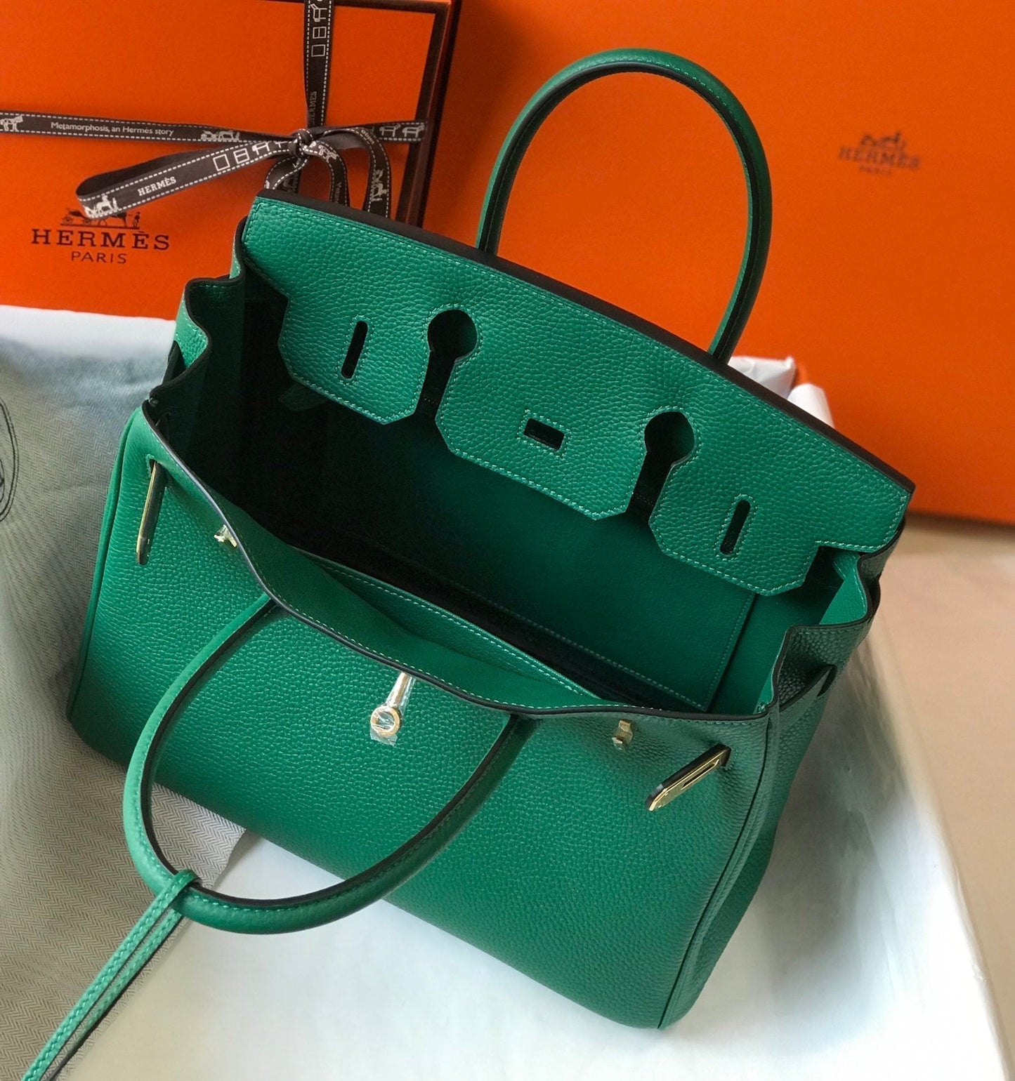 HM Birkin Green For Women Gold-Toned Hardware 11in/30cm