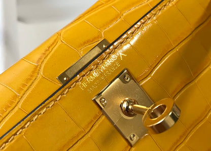 HM Kelly Yellow For Women Gold Toned Hardware 7.8in/20cm