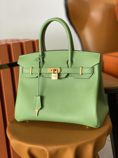 HM Birkin Nata Swift Green For Women Gold Toned Hardware 11.8in/30cm