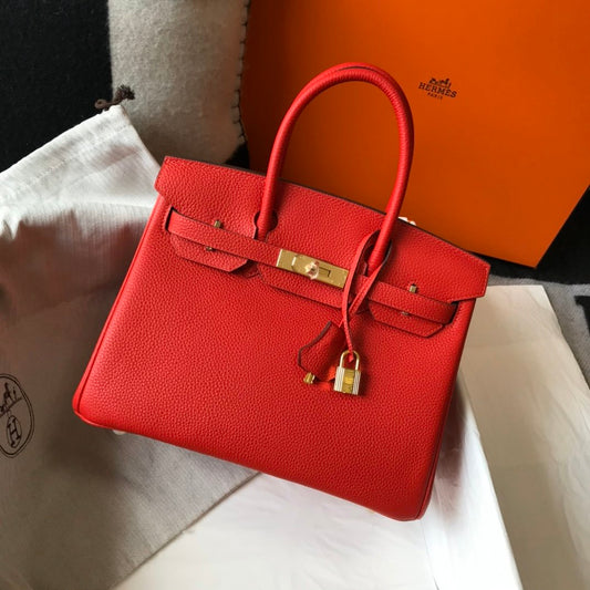 HM Birkin Rouge De Coeur Red Epsom Gold Hardware Bag For Women, Handbags, Shoulder Bags 30cm/12in