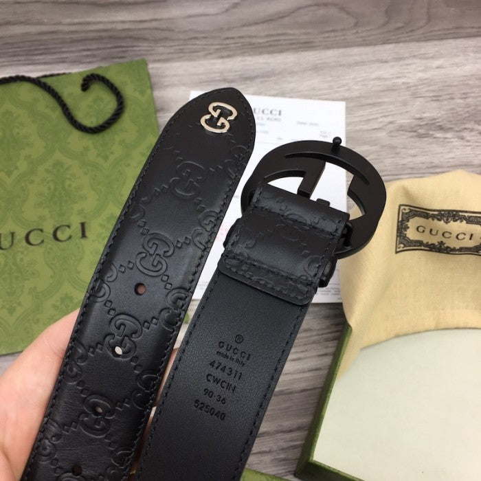 Gucci Guccissima Leather with GG Belt Black