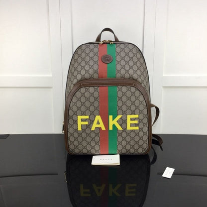 Gucci 'Fake/Not' print medium backpack 636654